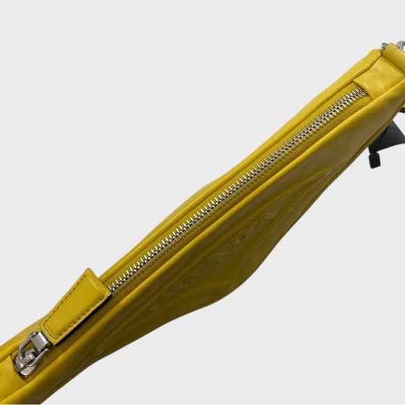 PRADA NWT Yellow Grace Leather Triangle Wristlet Pouch Detachable Strap - Picture 8 of 16